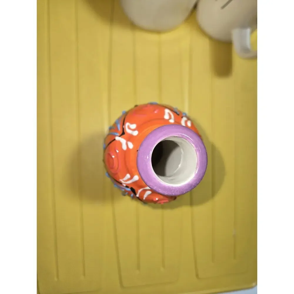 Handpainted Multicolor Ceramic Vase Abstract Swirl Decor Printed Backstamp Spain